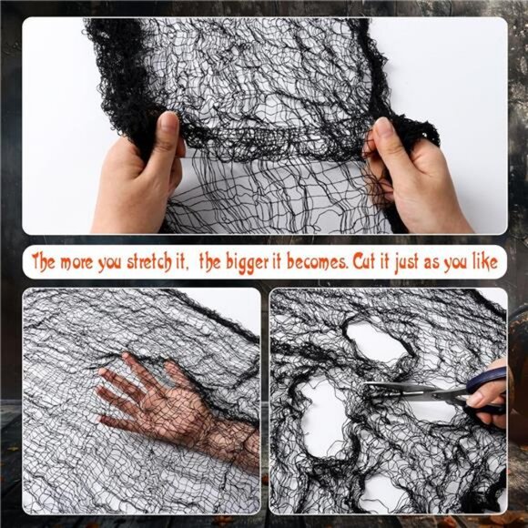 6 Pack Black Halloween Creepy Cloth (30 x 72 Inch), Halloween Gauze Creepy Gauze - Picture 6 of 8